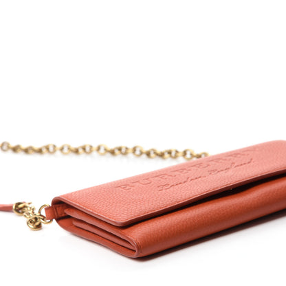 Burberry Calfskin Logo Embossed Chain Wallet Orange 6 of 11