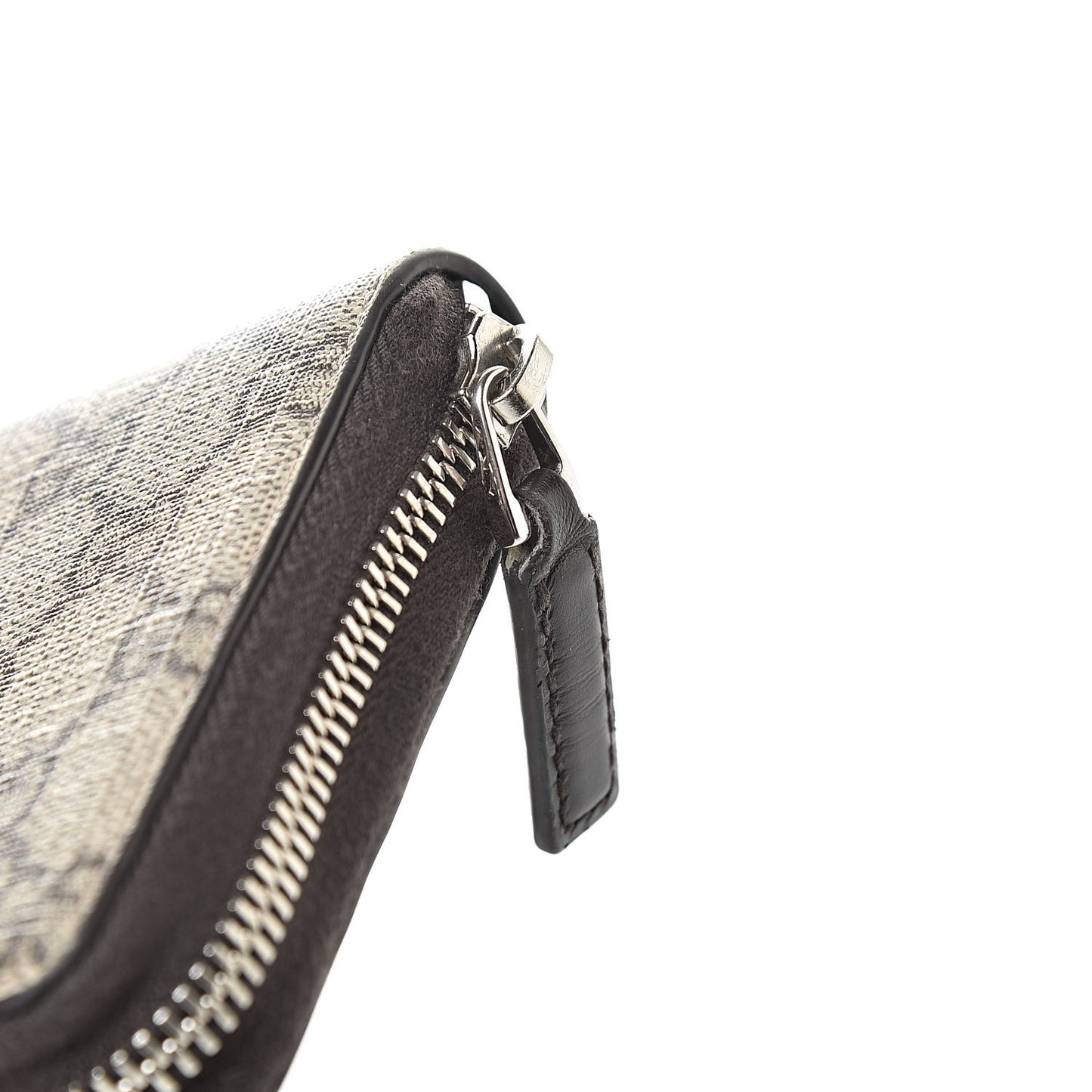 GG Supreme Monogram Web Bee Zip Around Wallet Beige Cocoa