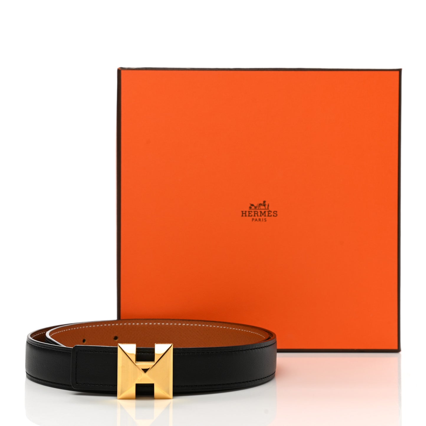 Swift Epsom 24mm Medor H Belt 75 Black Gold