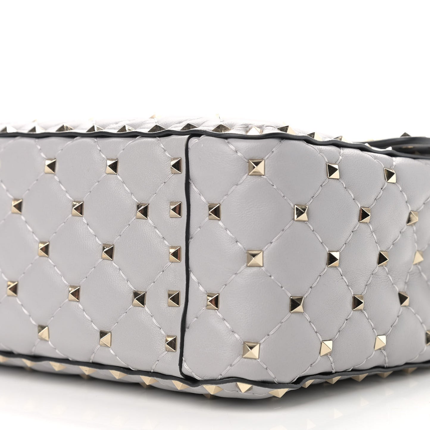 Nappa Large Rockstud Spike Shoulder Bag Pastel Grey