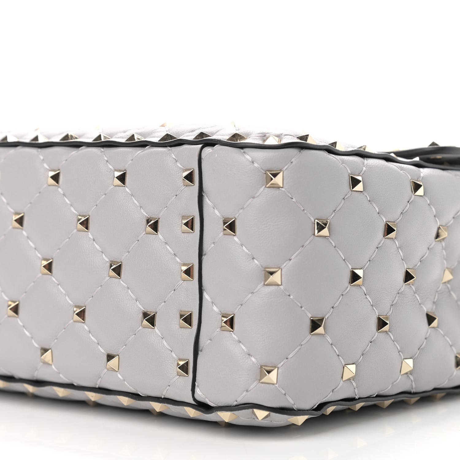 Valentino Garavani Nappa Large Rockstud Spike Shoulder Bag Pastel Grey 10 of 10