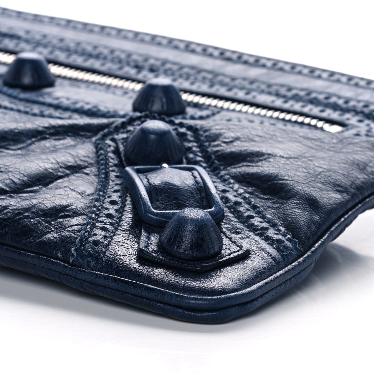 Agneau Giant Brogues Hardware Flat Handle Clutch Marine