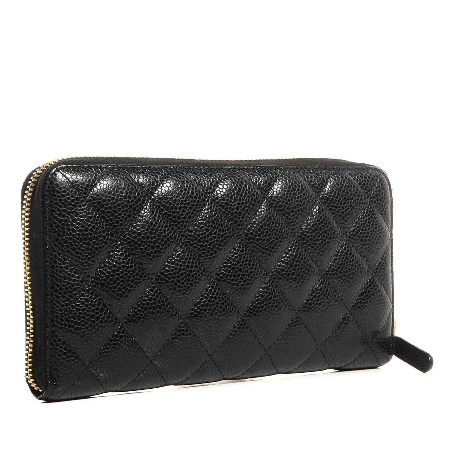 Caviar Quilted Zip Around Wallet Black