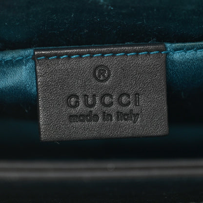 Gucci Suede Patent Web Dragon Embroidered Small Ophidia Chain Shoulder Bag Blue Black 7 of 11