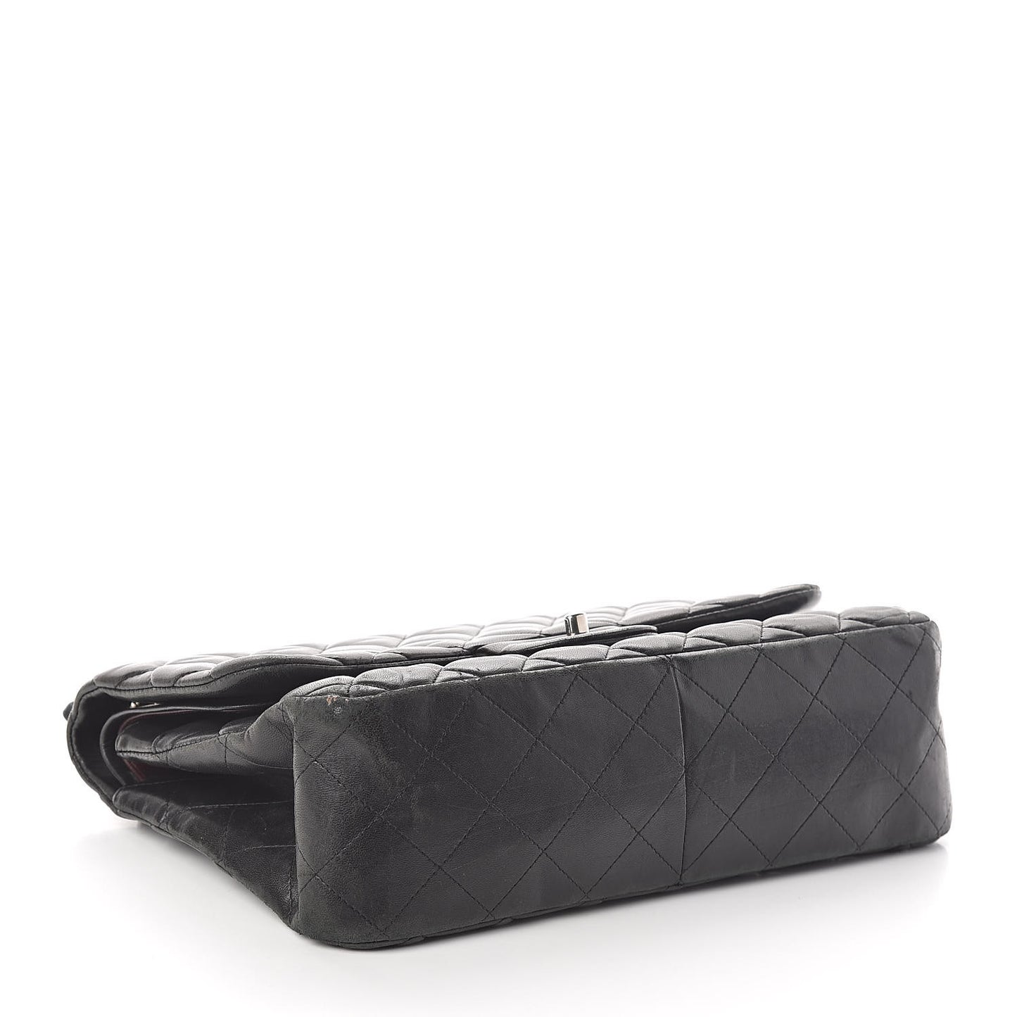 Lambskin Quilted Jumbo Double Flap Black