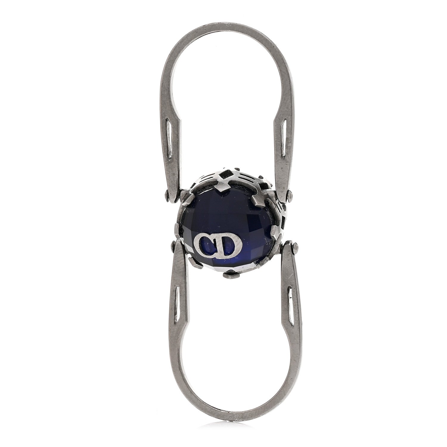 Christian Dior Crystal Metal CD Bee Reversible Ring 6 Silver Black 5 of 6