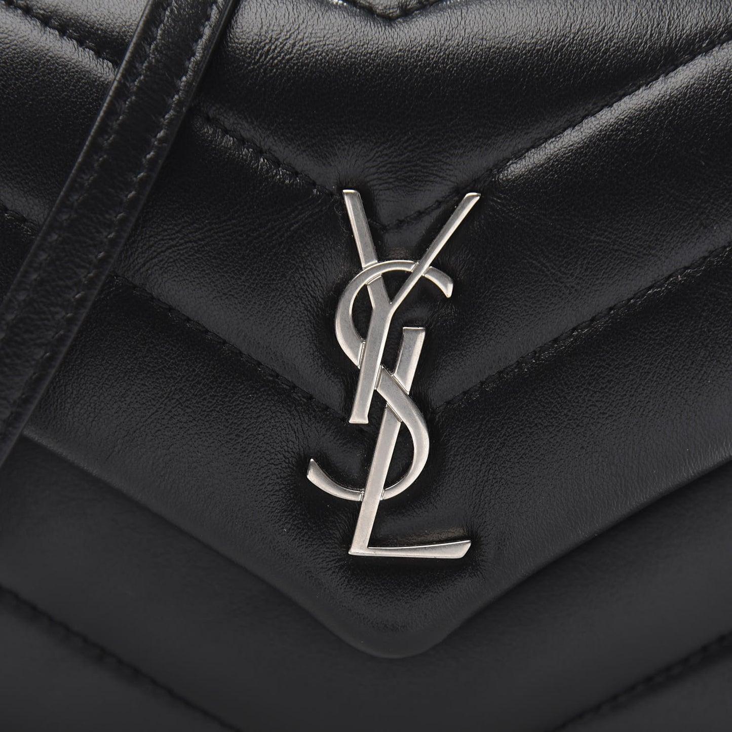 Calfskin Y Quilted Monogram Toy Loulou Crossbody Bag Black