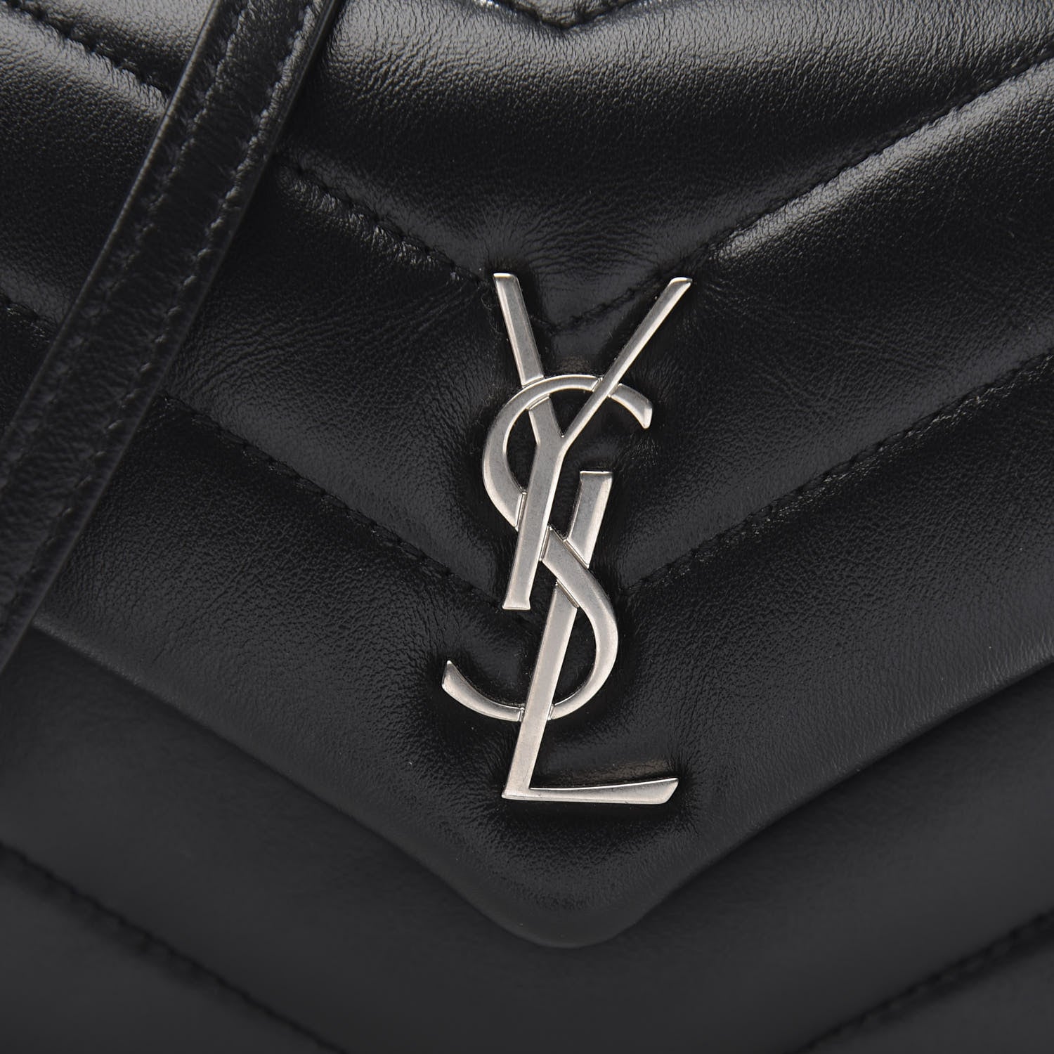 Saint Laurent Calfskin Y Quilted Monogram Toy Loulou Crossbody Bag Black 10 of 11