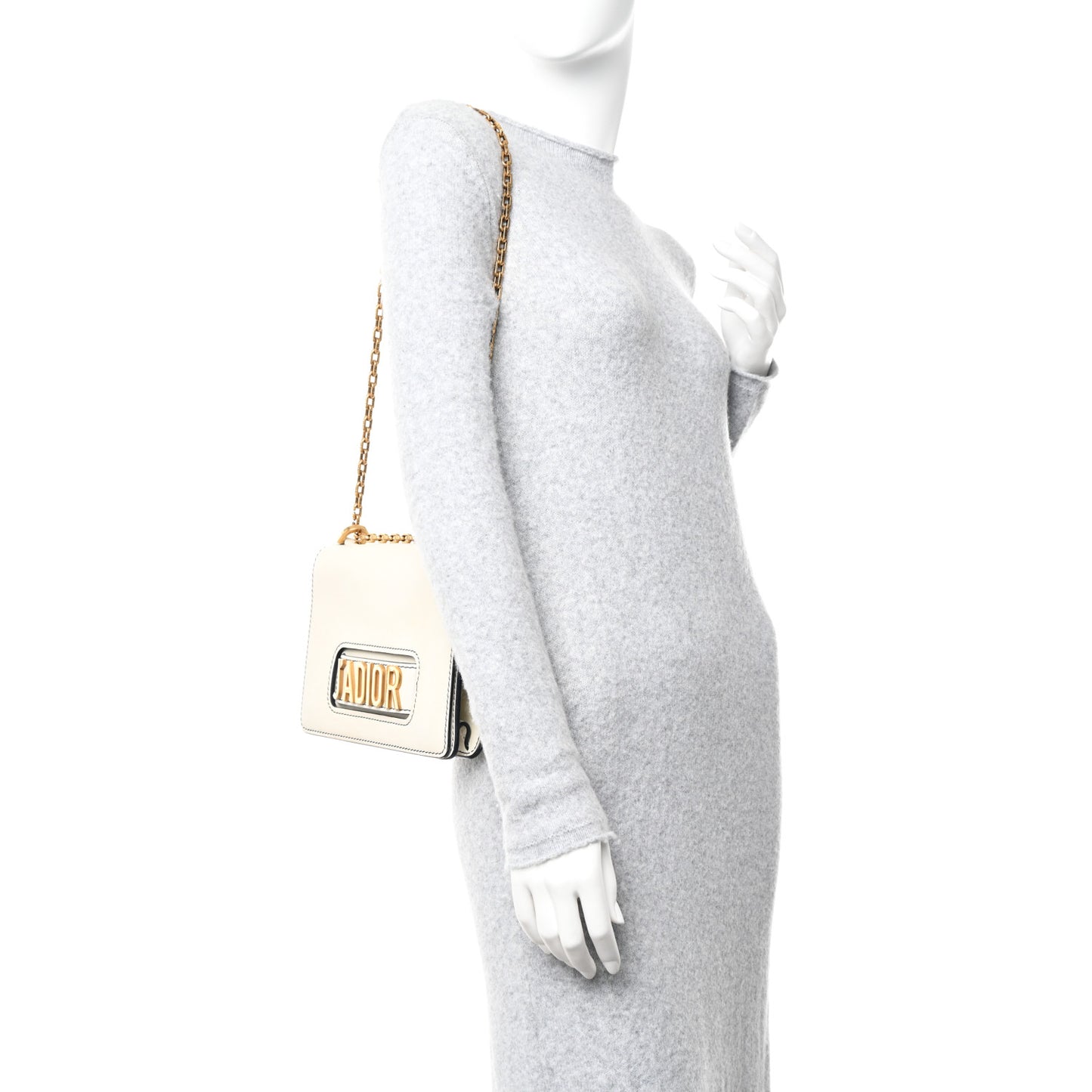 Calfskin J'Adior Chain Flap Bag Off White