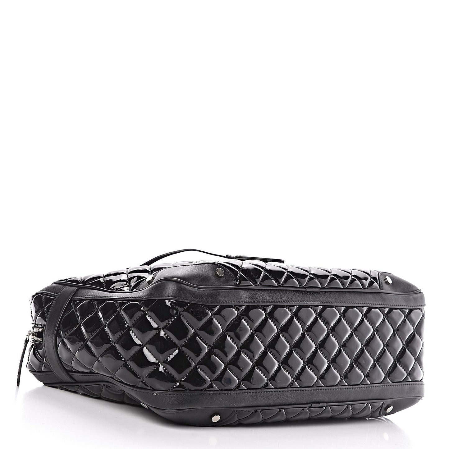 Patent Quilted Travel Bag Black
