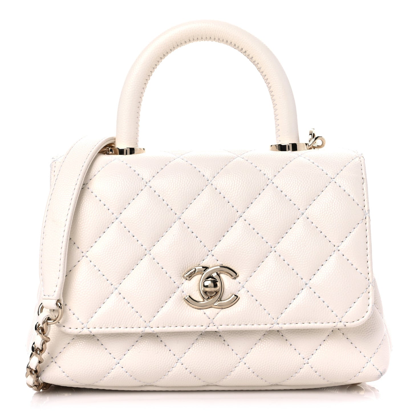 Caviar Quilted Extra Mini Coco Handle Flap White