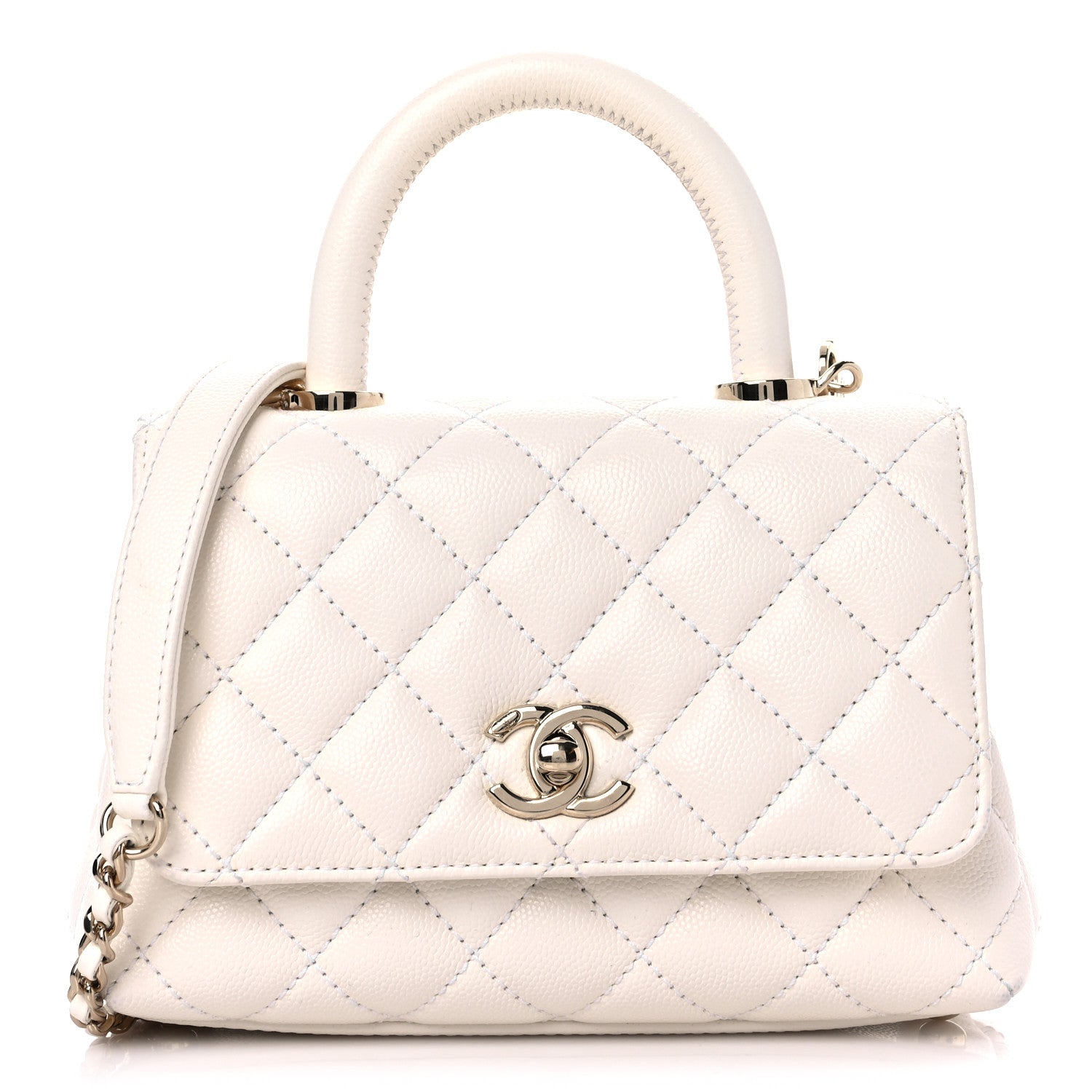 Chanel Caviar Quilted Extra Mini Coco Handle Flap White 1 of 12