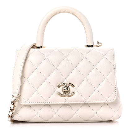 Chanel Caviar Quilted Extra Mini Coco Handle Flap White 1 of 12