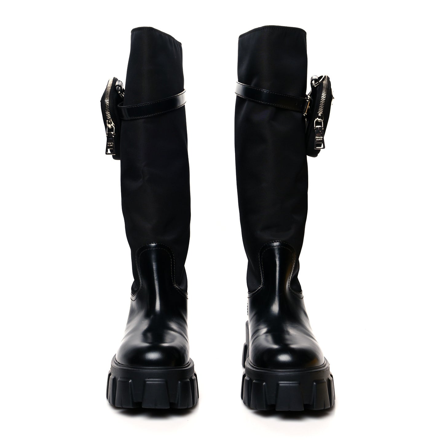 Spazzolato Rois Re-Nylon Metal Triangle Logo Monolith Pouch Pocket 55mm Tall Boots 38.5 Black