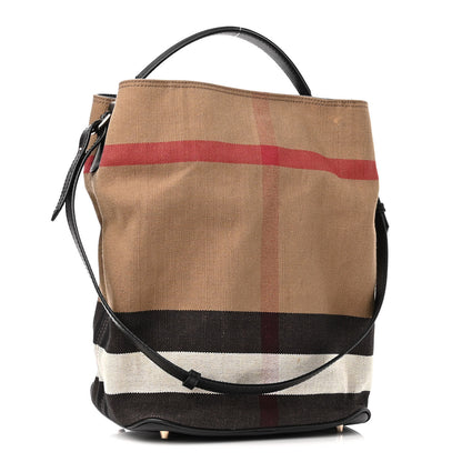 Burberry Canvas Mega Check Medium Ashby Hobo Black 5 of 15