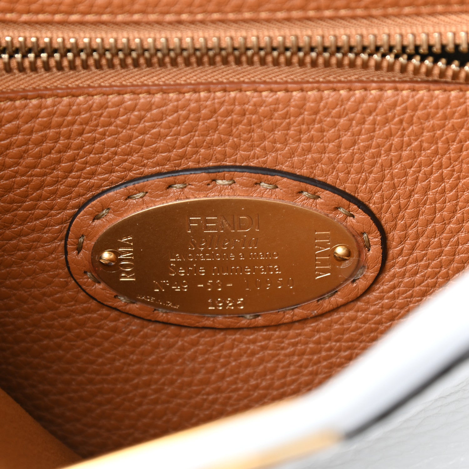 Fendi Cuoio Romano Selleria Tri-color Medium Peekaboo Iconic Satchel White Indaco Saddler 6 of 9