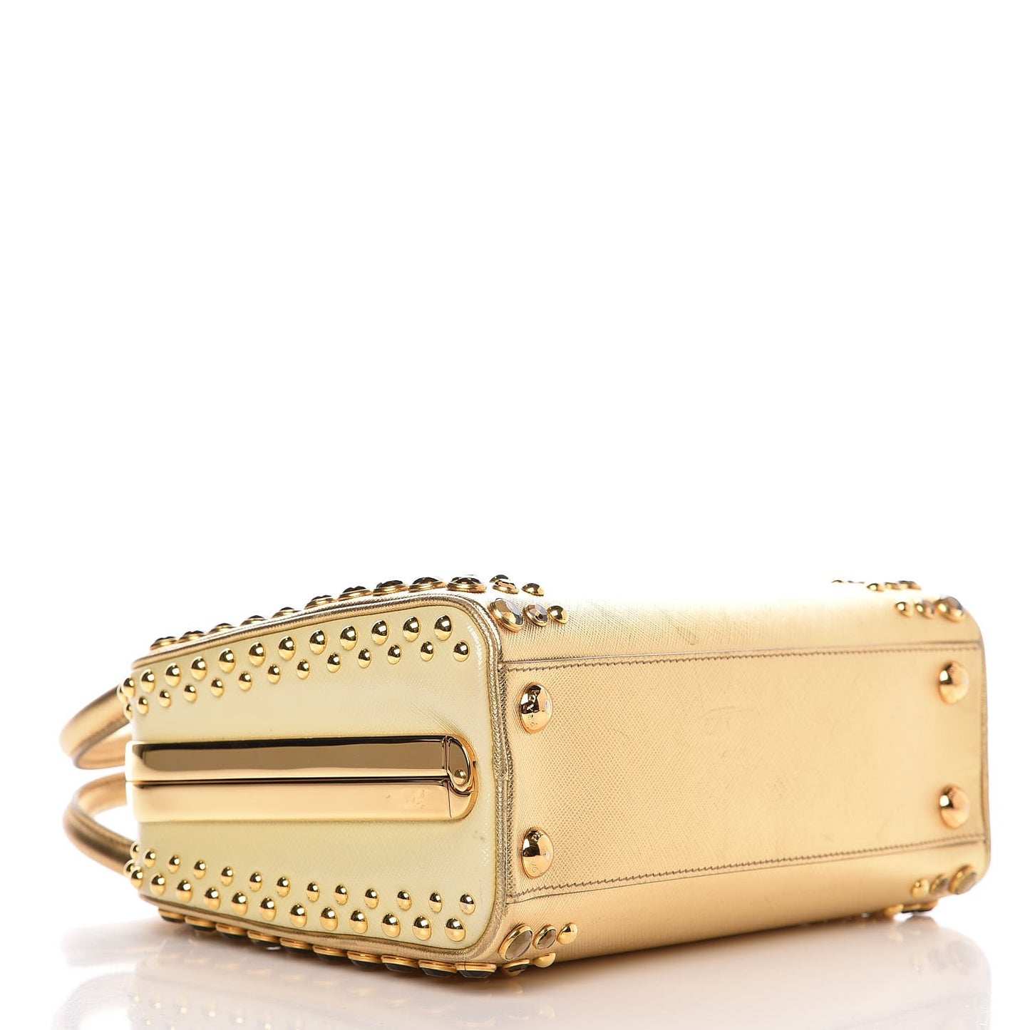 Saffiano Vernice Crystal Pyramid Bag Platino