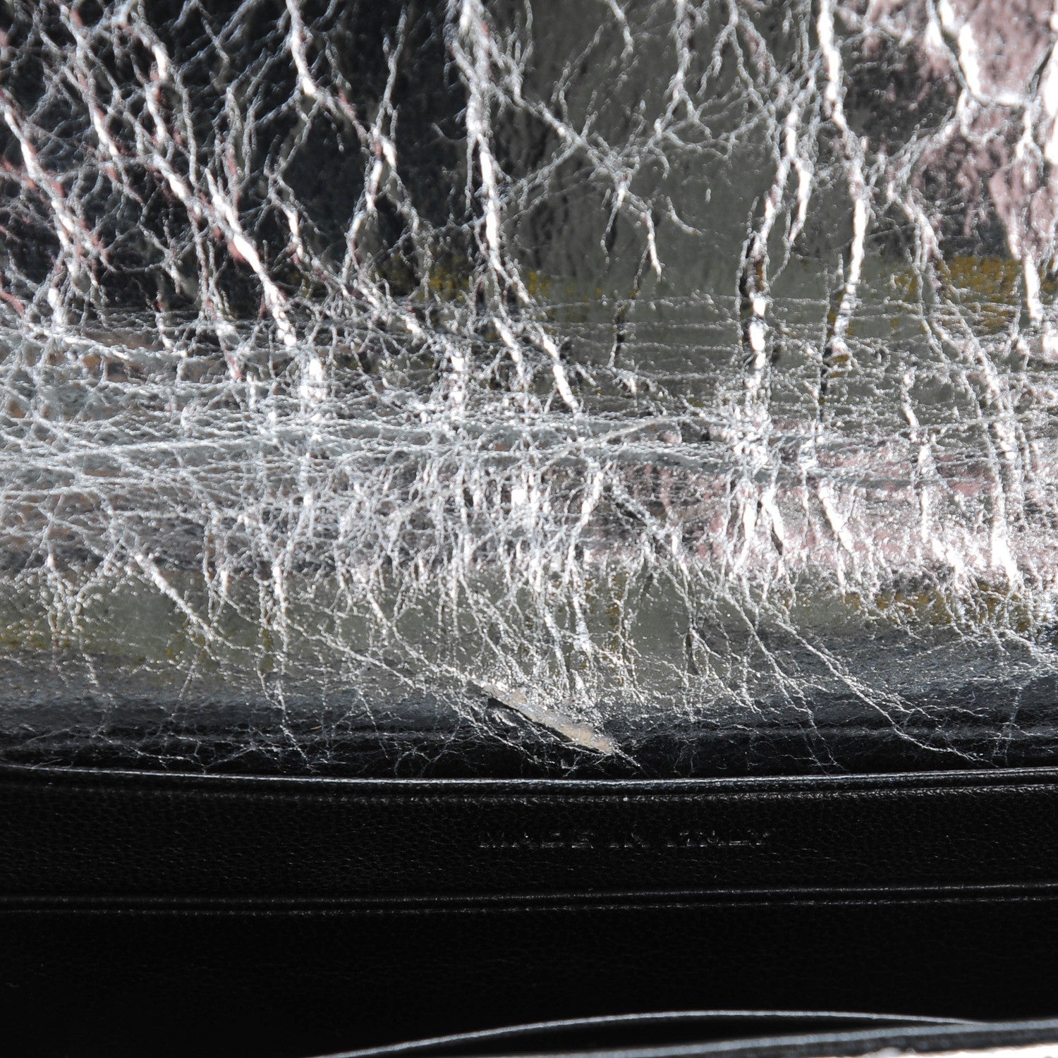 Saint Laurent Metallic Goatskin Mixed Matelasse Chevron Small Monogram Envelope Wallet Silver 9 of 9