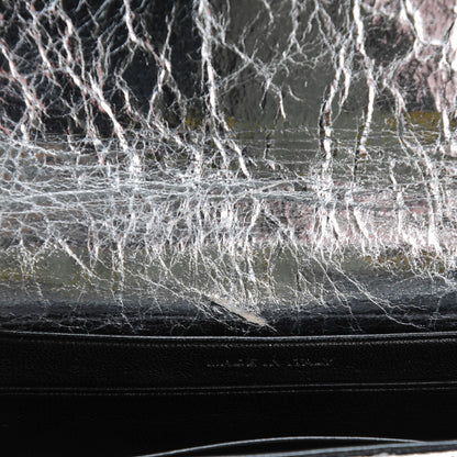Saint Laurent Metallic Goatskin Mixed Matelasse Chevron Small Monogram Envelope Wallet Silver 9 of 9