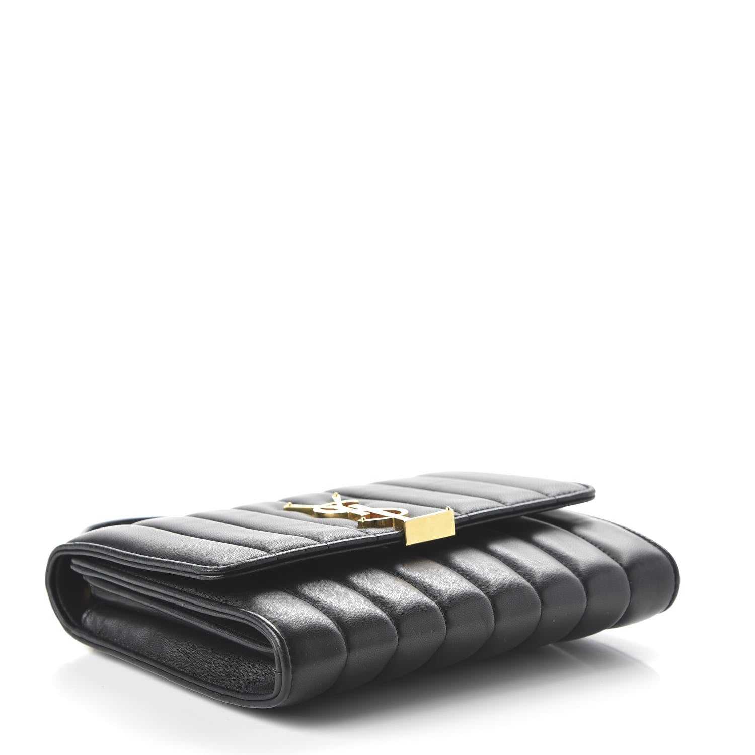 Saint Laurent Lambskin Matelasse Monogram Vicky Chain Wallet Black 4 of 10