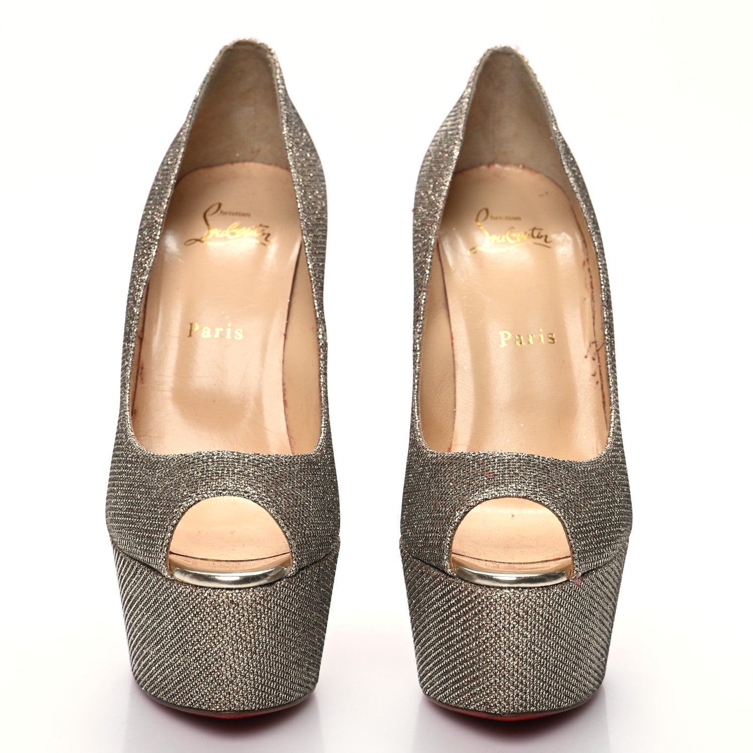 Christian Louboutin Glitter Fabric Altareva 160 Pumps 39.5 Gold 3 of 11
