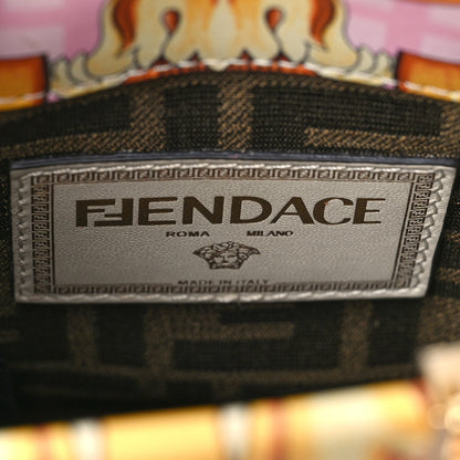 Fendi X VERSACE Calfskin Plexiglass Fendace FF Baroque Mini Fendi Sunshine Shopper Tote Gold Rosa White Ice Ciad 6 of 9