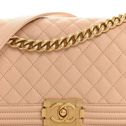 Chanel Caviar Quilted Medium Boy Flap Beige 8 of 10