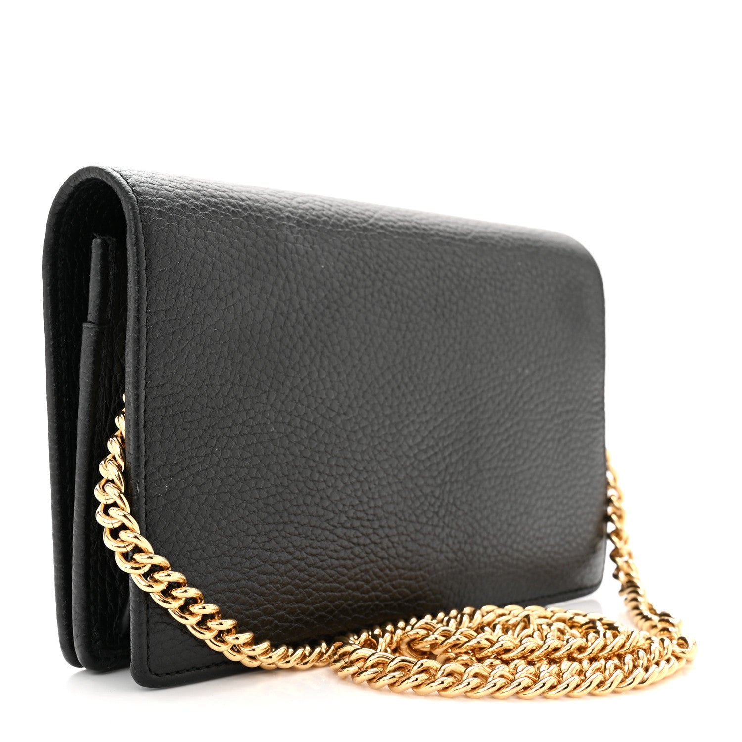 Gucci Calfskin Mini GG Marmont Chain Wallet Black 2 of 11