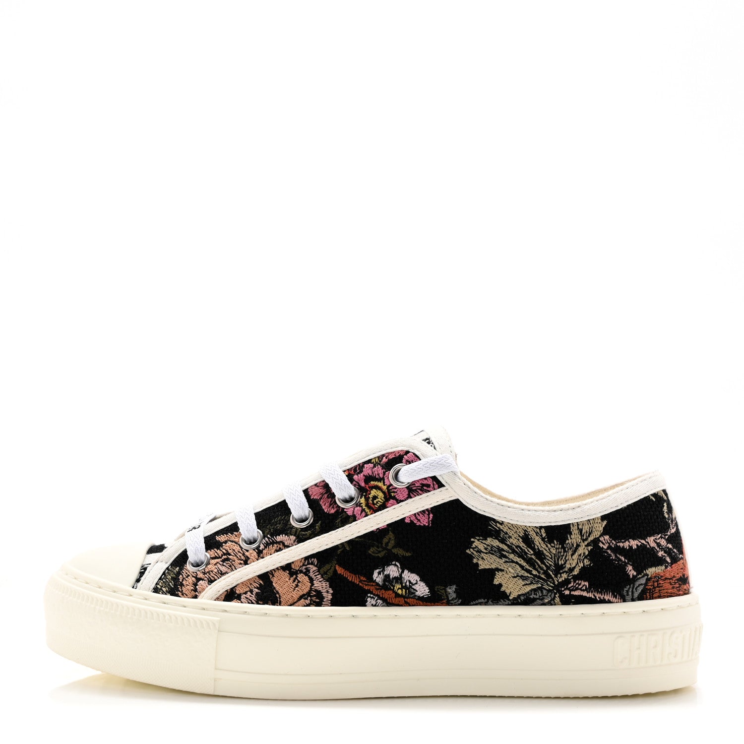 Christian Dior Canvas Jardin Botanique Embroidered Womens Walk'N'Dior Low Top Sneakers 36 Black Multicolor 1 of 9