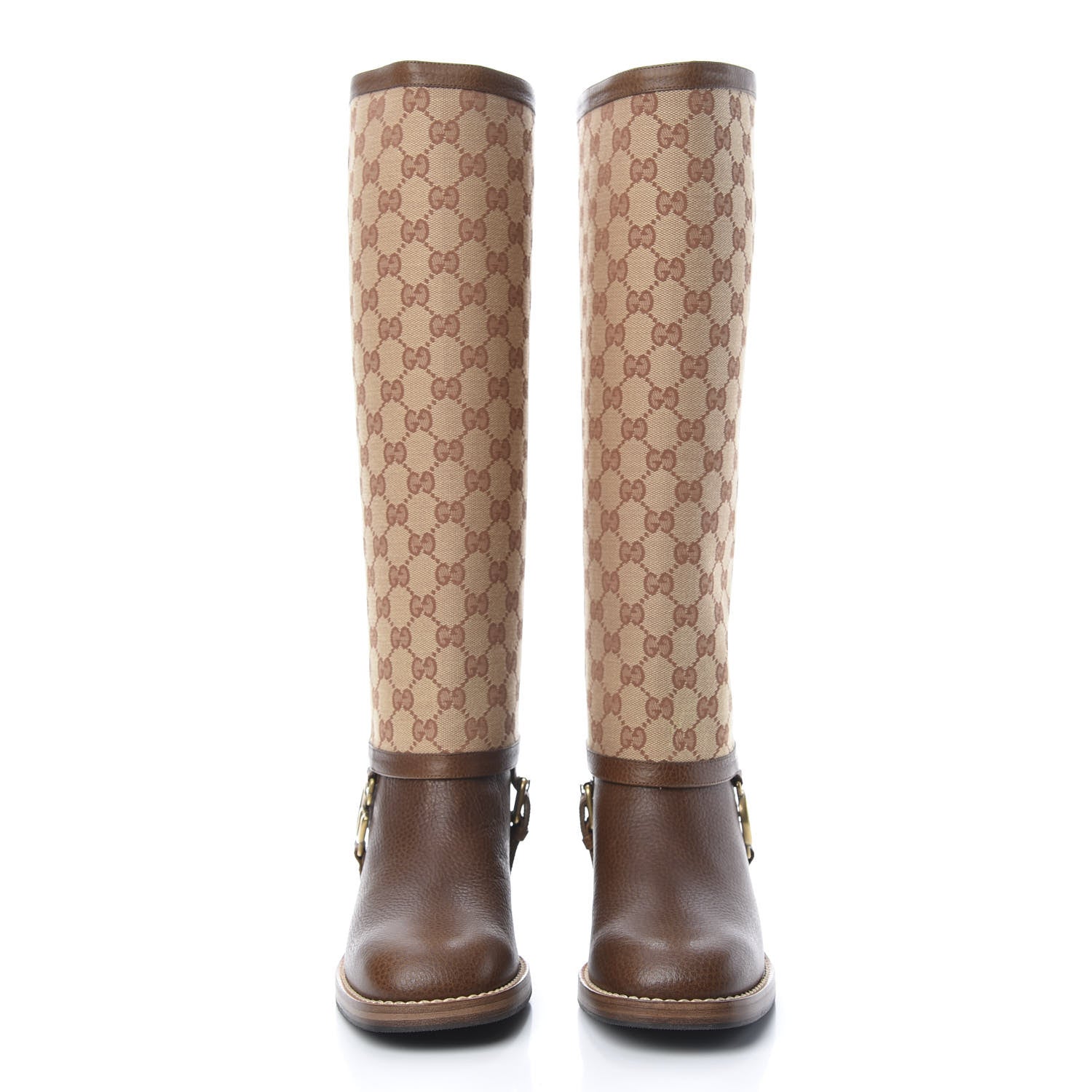 Gucci GG Monogram Calfskin Lola Tall Boots 39.5 Beige Ruggine Cuir 2 of 10