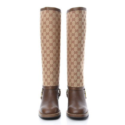 Gucci GG Monogram Calfskin Lola Tall Boots 39.5 Beige Ruggine Cuir 2 of 10