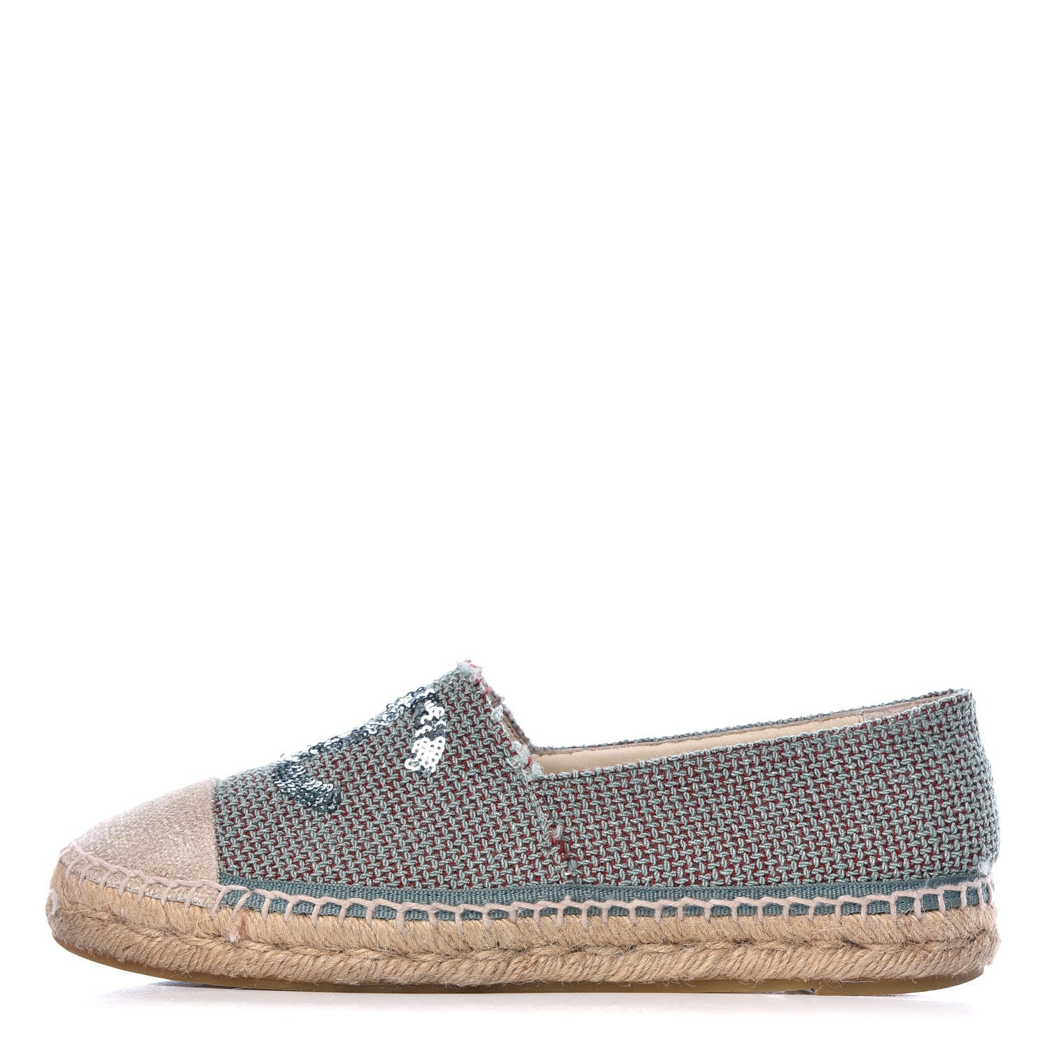 Chanel Toile Sequin CC Espadrilles 40 Green 1 of 9