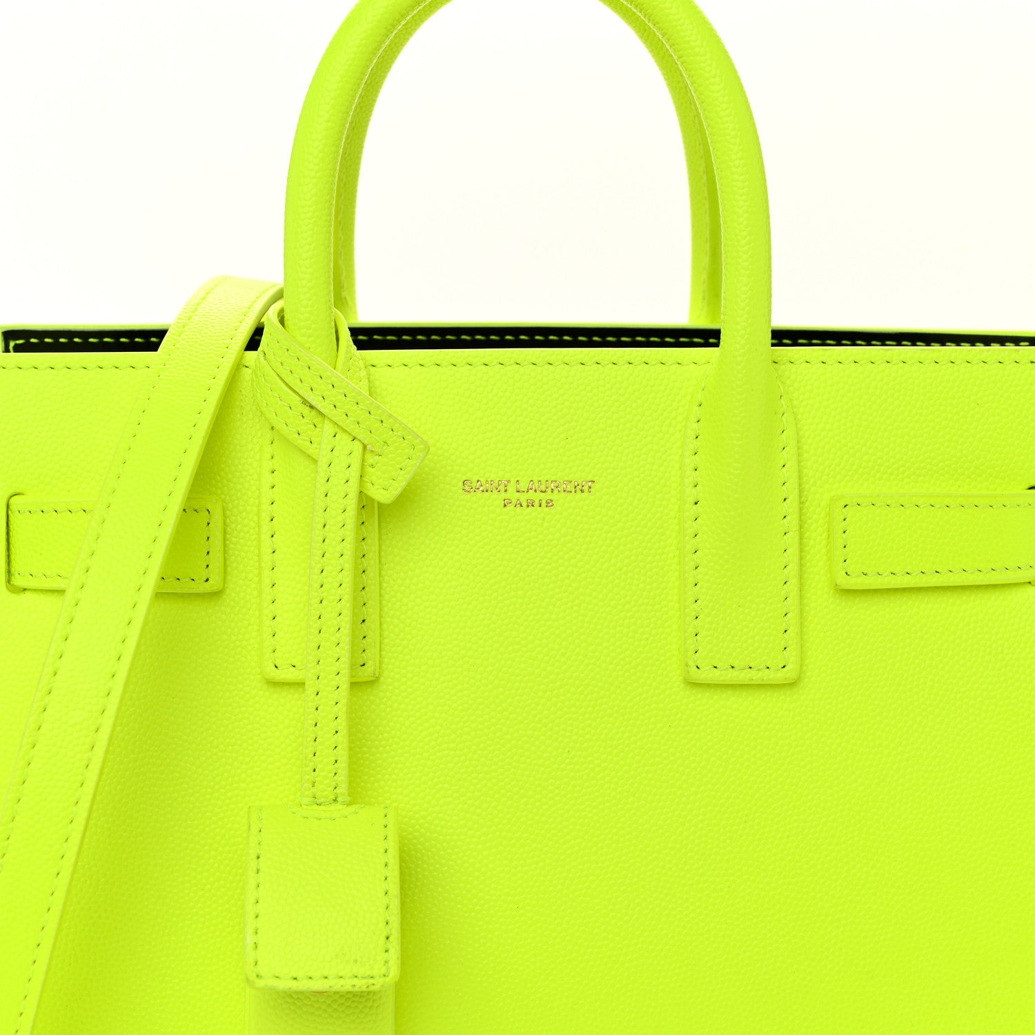 Saint Laurent Calfskin Nano Sac De Jour Neon Yellow 8 of 10