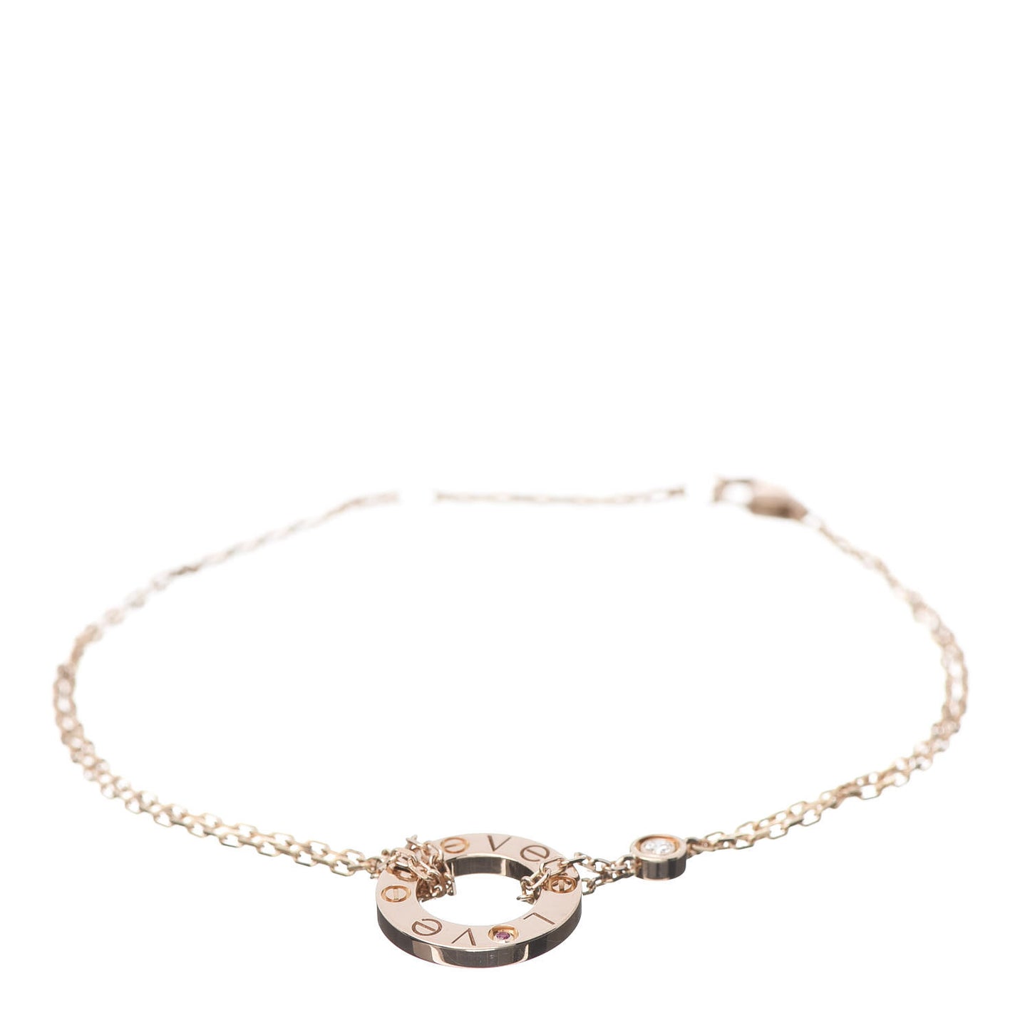 18K Pink Gold Diamond Pink Sapphire LOVE Bracelet