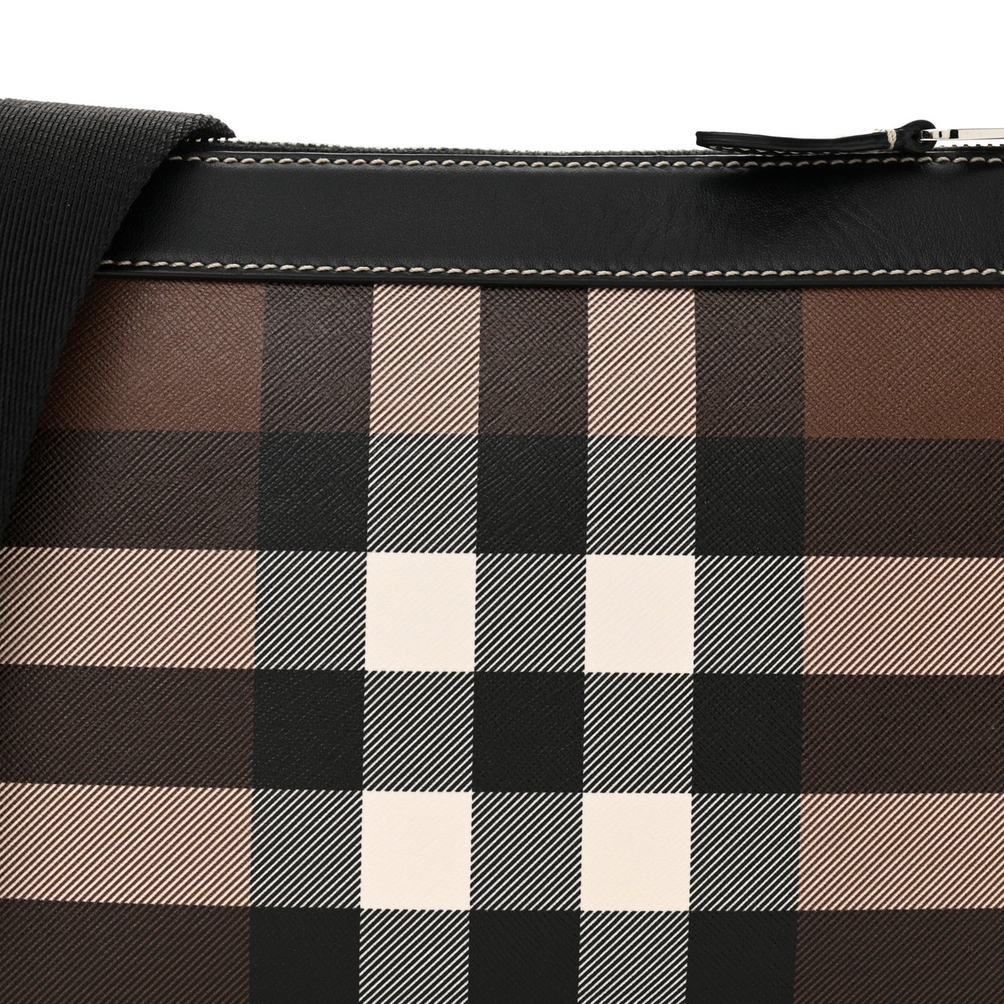 E-Canvas House Check Canvas Rambler Crossbody Messenger Bag Dark Birch Brown