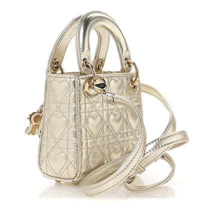 Christian Dior Metallic Lambskin Cannage Micro DiorAmour Lady Dior Gold 3 of 10