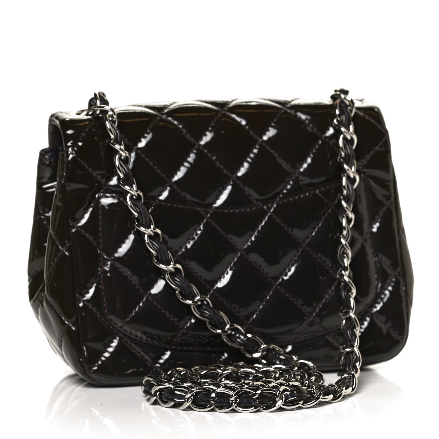 Chanel Patent Quilted Mini Square Flap Purple 2 of 9