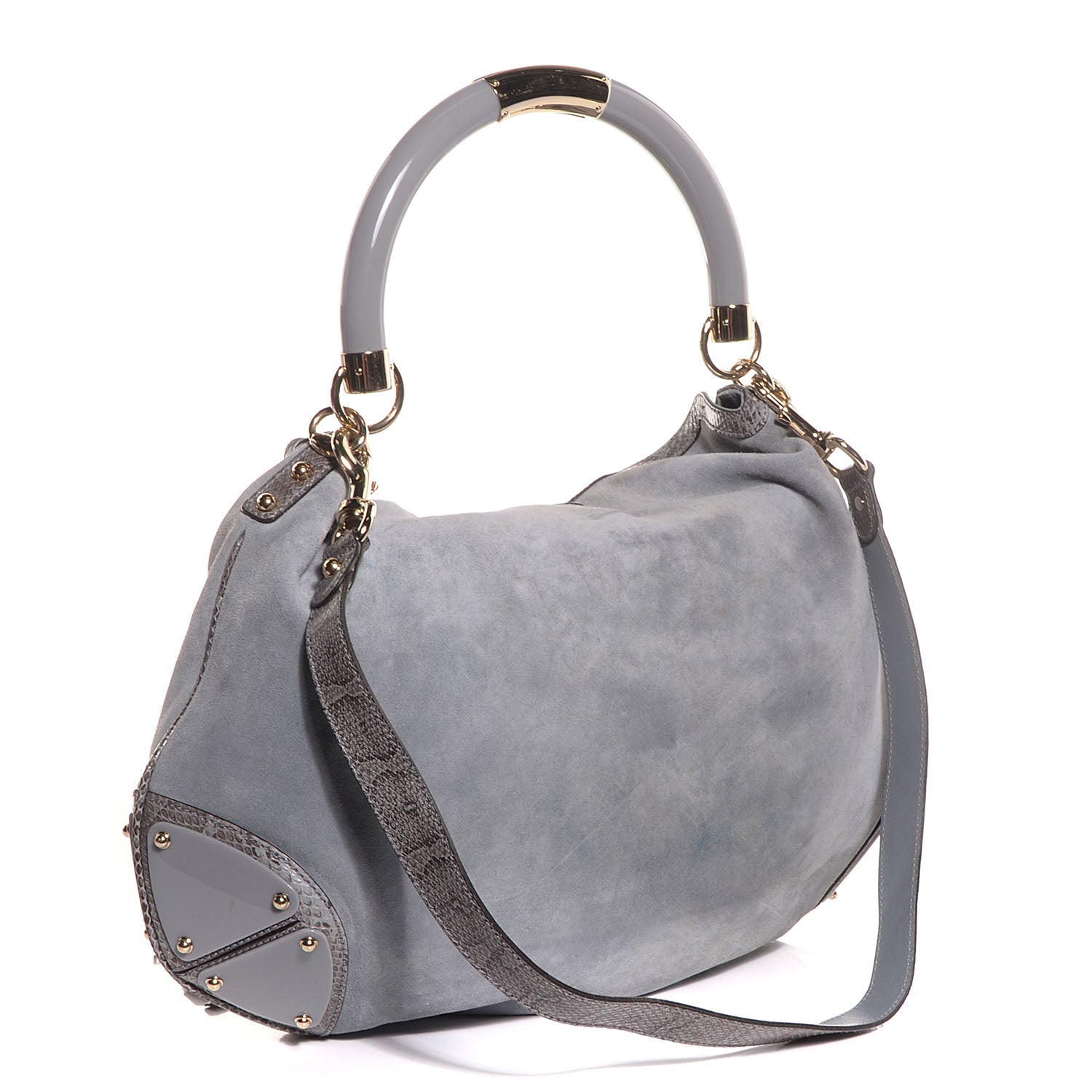 Gucci Suede Python Large Indy Top Handle Hobo Grey 4 of 15
