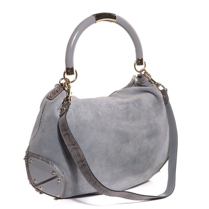 Gucci Suede Python Large Indy Top Handle Hobo Grey 4 of 15