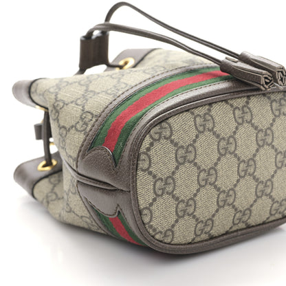 Gucci GG Supreme Monogram Web Mini Ophidia Bucket Bag Brown 8 of 9