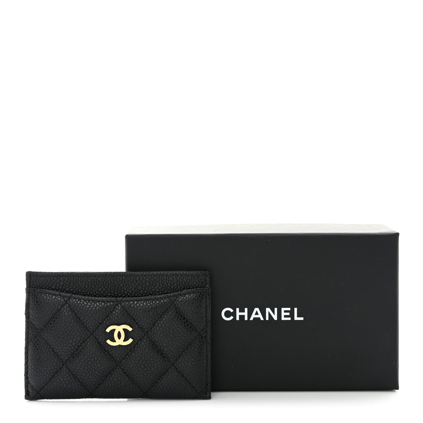 Caviar Quilted Card Holder Black