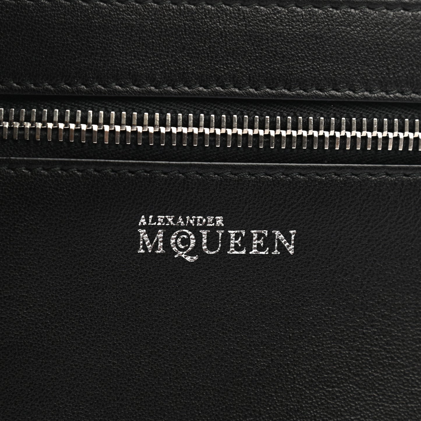 Calfskin Studded Skull Small Zipped Pouch Black