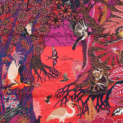 Hermes Silk Wild Singapore Scarf 90 Rouge Violet Beige 2 of 3