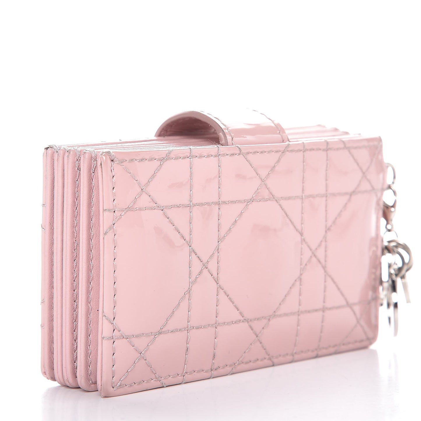 Patent Cannage Lady Dior 5-Gusset Card Holder Pink