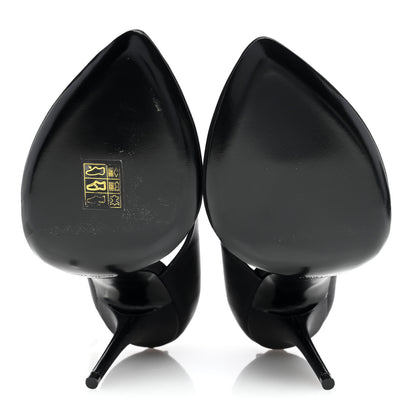 Saint Laurent Crepe Satin Crystal Buckle Sean 110 Sandals 38 Black 5 of 7