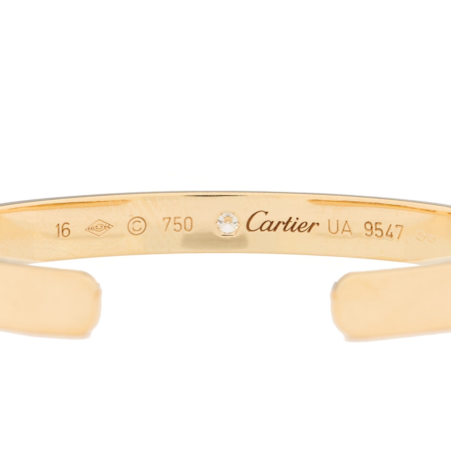 Cartier 18K Yellow Gold 1 Diamond LOVE Cuff Bracelet 16 3 of 3