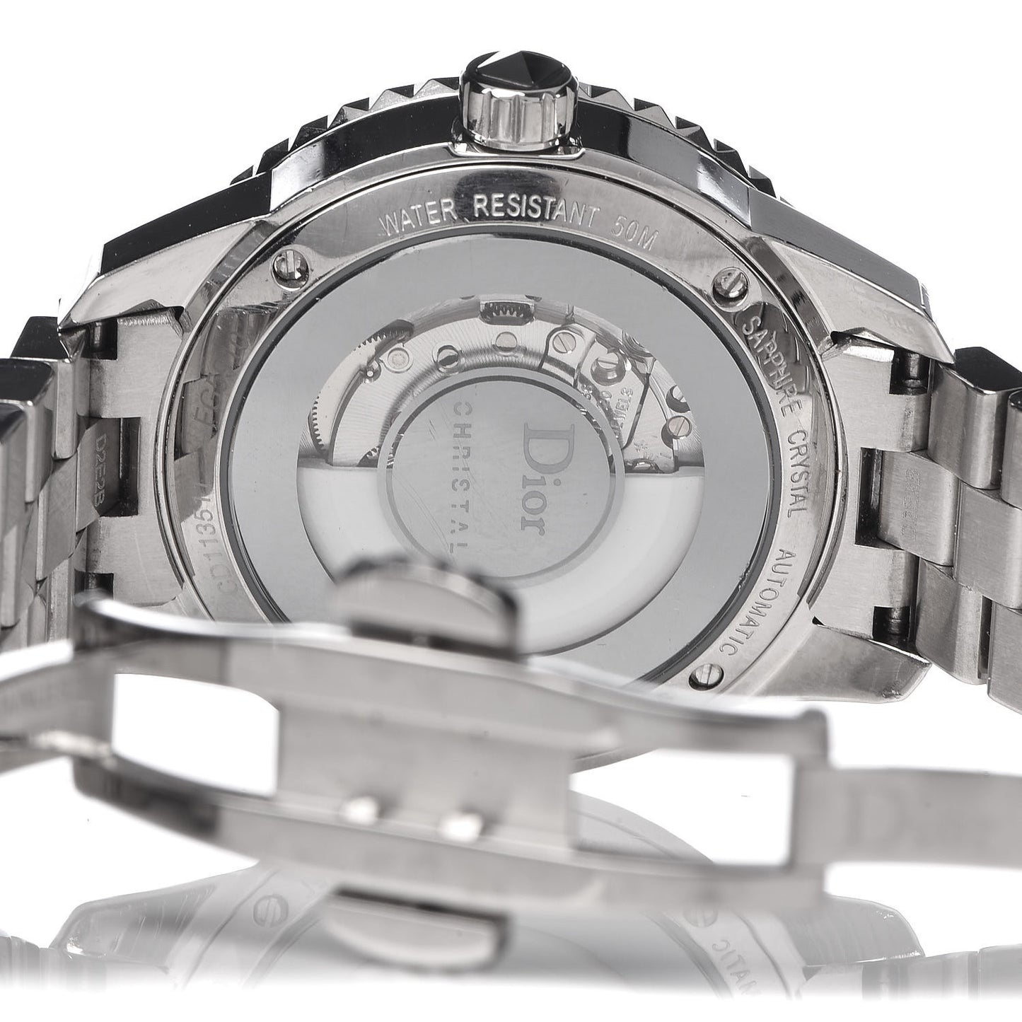 Stainless Steel Diamond Sapphire 33mm Christal Automatic Watch Black
