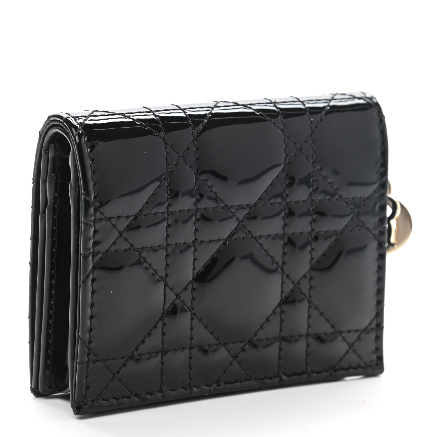 Christian Dior Patent Cannage Mini Lady Dior Wallet Black 3 of 7