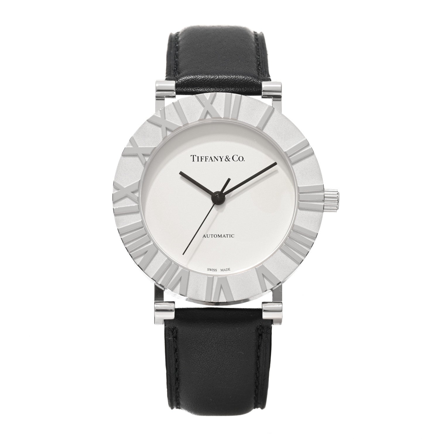 Tiffany Sterling Silver Calfskin 39mm Atlas Automatic Watch 1 of 4