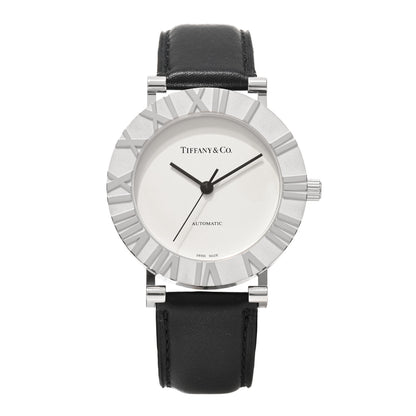 Tiffany Sterling Silver Calfskin 39mm Atlas Automatic Watch 1 of 4